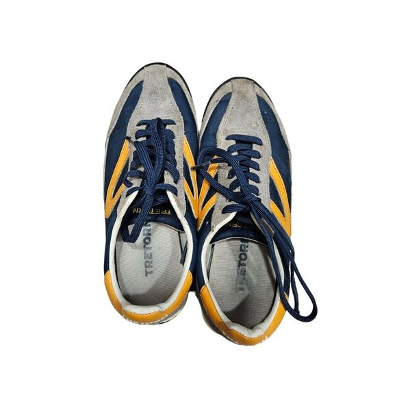 Tretorn Rawlins‎ 2 Retro Sneakers US 4.5 Leather Textile Blue Orange Suede Trim - Picture 7 of 12